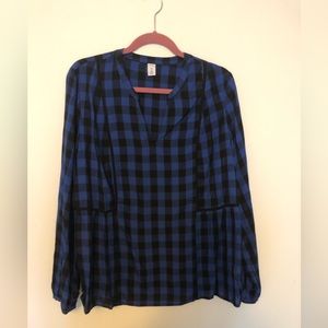 NWT Old Navy, Blue/Black Buffalo Check Blouse, size Large Tall
